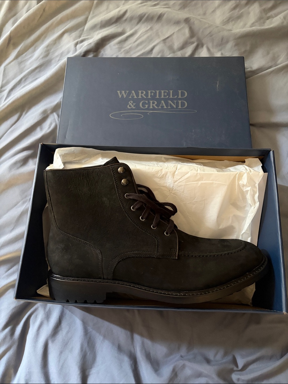 Warfield & Grand - NWB Suede leather Apron Toe Boots, size 11